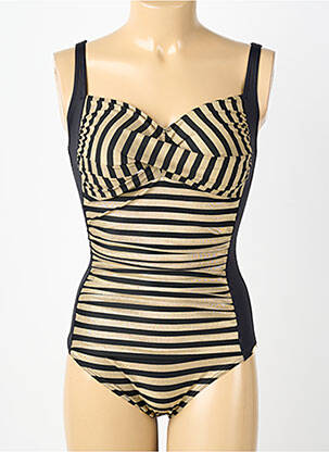 Maillot de bain 1 pièce effet matière satinée haut triangles noir GRAIN DE SABLE femme