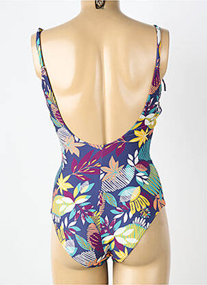 Maillot de bain 1 pièce effet matière satinée haut triangles bleu SIMONE PERELE femme