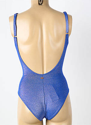 Maillot de bain 1 pièce effet matière satinée haut triangles bleu BLUELOBSTER femme