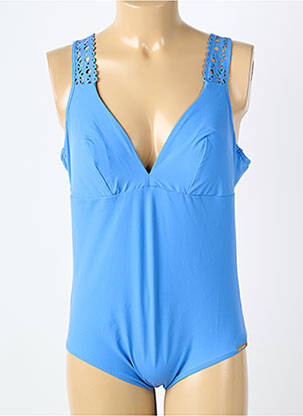 Maillot de bain 1 pièce effet matière satinée haut soutien-gorge avec mousse de rembourrage amovible bleu LISE CHARMEL femme
