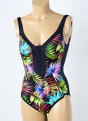 Maillot de bain 1 pièce effet matière satinée haut soutien-gorge moulé noir CHARMLINE femme