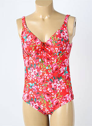 Maillot de bain 1 pièce effet matière satinée haut soutien-gorge balconnet rouge ANTIGEL femme