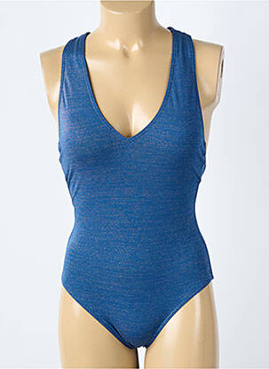 Maillot de bain 1 pièce effet matière satinée haut soutien-gorge balconnet bleu BLUELOBSTER femme