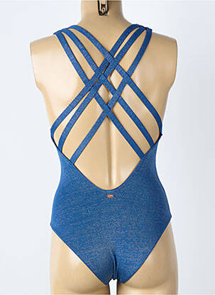 Maillot de bain 1 pièce effet matière satinée haut soutien-gorge balconnet bleu BLUELOBSTER femme