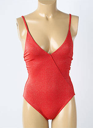 Maillot de bain 1 pièce effet matière satinée haut soutien-gorge balconnet rouge BLUELOBSTER femme
