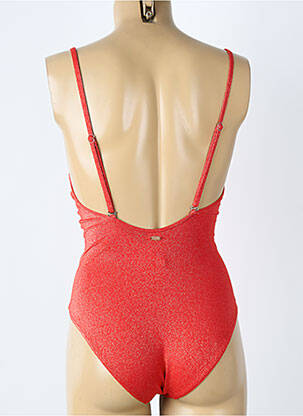 Maillot de bain 1 pièce effet matière satinée haut soutien-gorge balconnet rouge BLUELOBSTER femme