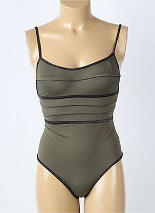 Maillot de bain 1 pièce effet matière satinée vert SUN PLAYA femme