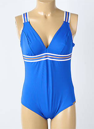 Maillot de bain 1 pièce effet matière satinée haut triangles bleu LISE CHARMEL femme