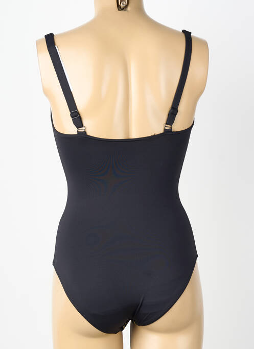 Maillot de bain 1 pièce effet matière satinée haut triangles noir GRAIN DE SABLE femme