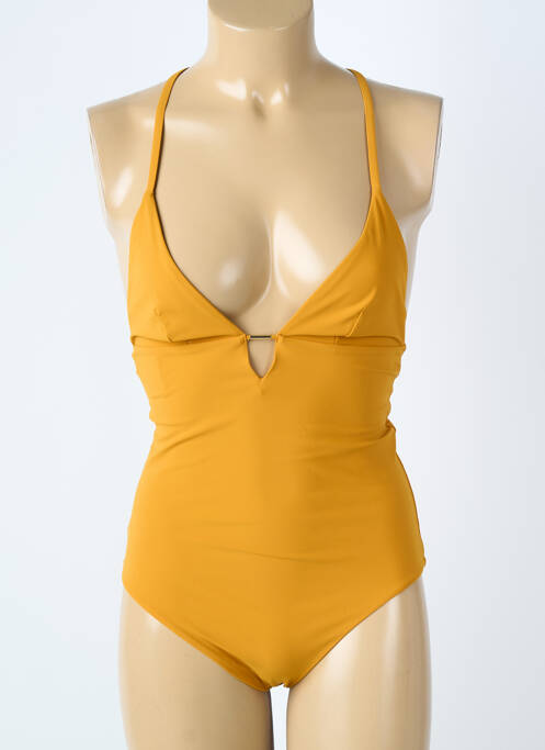 Maillot de bain 1 pièce effet matière satinée haut soutien-gorge nageur or AUBADE femme