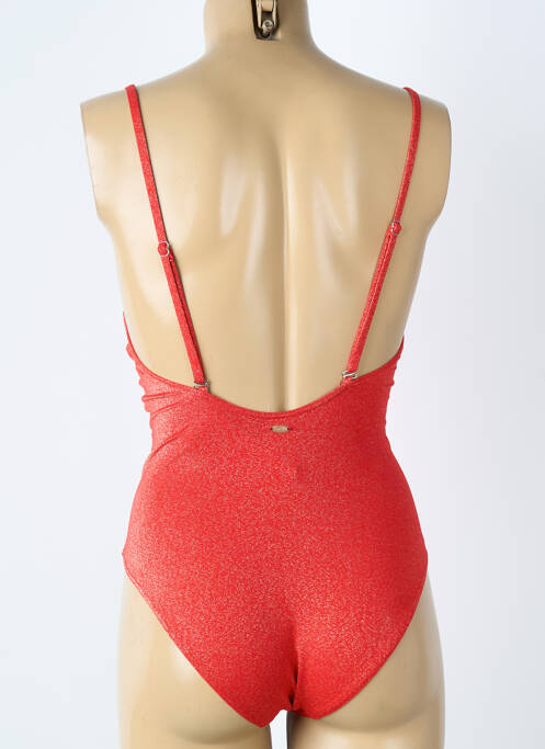 Maillot de bain 1 pièce effet matière satinée haut soutien-gorge balconnet rouge BLUELOBSTER femme
