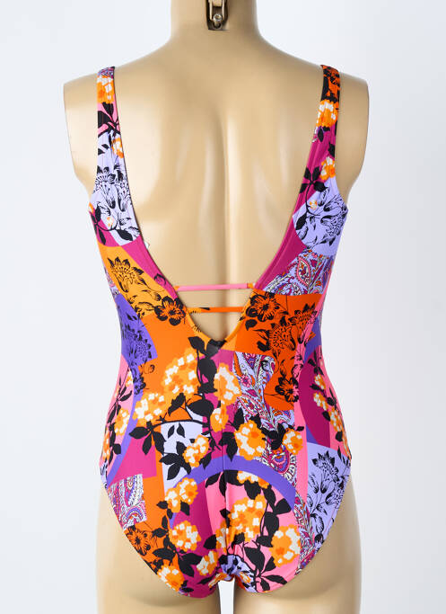 Maillot de bain 1 pièce effet matière satinée haut soutien-gorge balconnet orange LISE CHARMEL femme