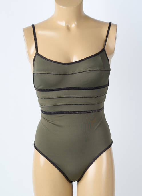 Maillot de bain 1 pièce effet matière satinée vert SUN PLAYA femme