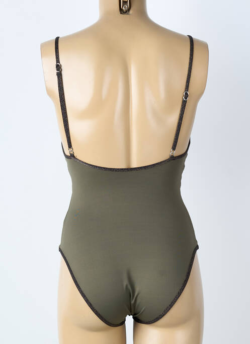 Maillot de bain 1 pièce effet matière satinée vert SUN PLAYA femme