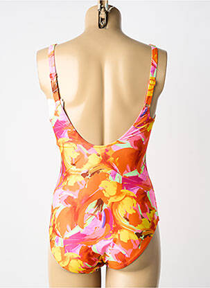 Maillot de bain 1 pièce imprimé fantaisie haut triangles orange LIDEA femme