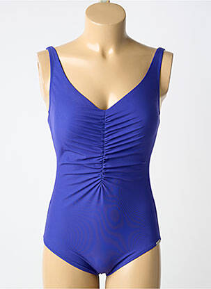 Maillot de bain 1 pièce effet matière satinée haut triangles violet CHARMLINE femme