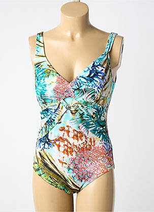 Maillot de bain 1 pièce imprimé fantaisie haut triangles bleu CHARMLINE femme