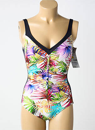 Maillot de bain 1 pièce effet matière satinée haut triangles noir CHARMLINE femme
