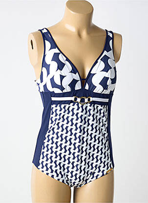 Maillot de bain 1 pièce imprimé fantaisie haut triangles bleu LISE CHARMEL femme