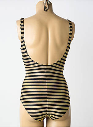Maillot de bain 1 pièce effet matière satinée haut triangles noir GRAIN DE SABLE femme