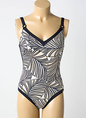 Maillot de bain 1 pièce imprimé fantaisie haut triangles noir CHARMLINE femme