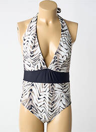 Maillot de bain 1 pièce imprimé fantaisie haut triangles beige AUBADE femme