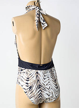Maillot de bain 1 pièce imprimé fantaisie haut triangles beige AUBADE femme