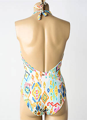 Maillot de bain 1 pièce effet matière satinée haut triangles beige BLUELOBSTER femme