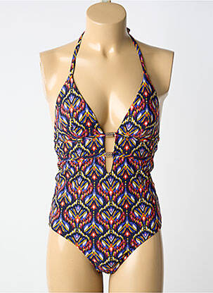 Maillot de bain 1 pièce imprimé fantaisie haut triangles noir AUBADE femme