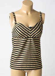 Tankini effet matière satinée noir GRAIN DE SABLE femme