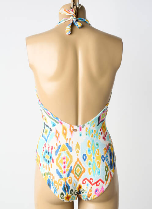 Maillot de bain 1 pièce effet matière satinée haut triangles beige BLUELOBSTER femme