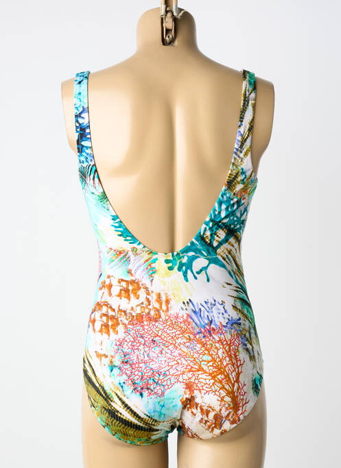 Maillot de bain 1 pièce effet matière satinée haut triangles bleu CHARMLINE femme