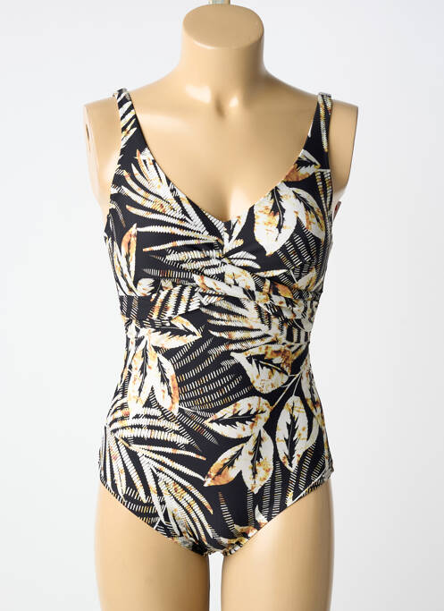 Maillot de bain 1 pièce effet matière satinée haut triangles noir CHARMLINE femme