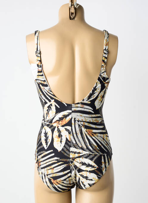 Maillot de bain 1 pièce effet matière satinée haut triangles noir CHARMLINE femme