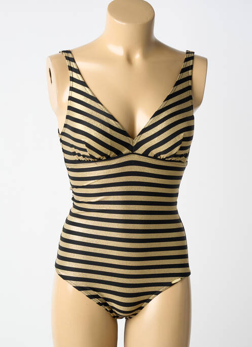 Maillot de bain 1 pièce effet matière satinée haut triangles noir GRAIN DE SABLE femme