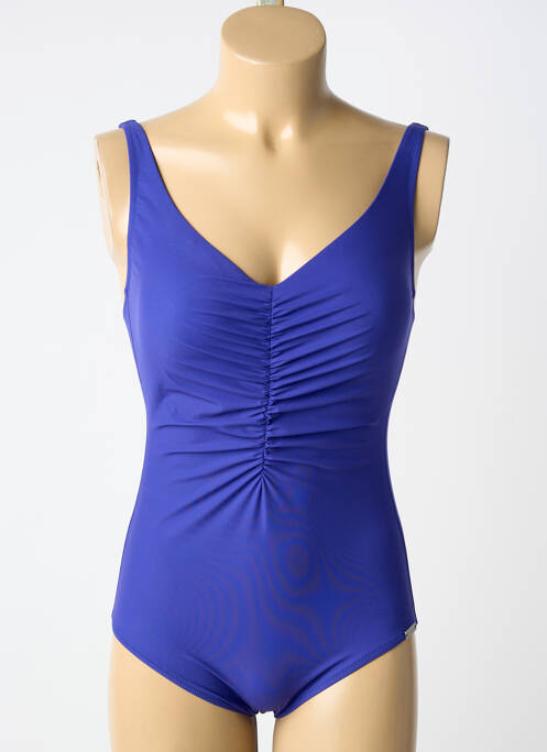 Maillot de bain 1 pièce effet matière satinée haut triangles violet CHARMLINE femme