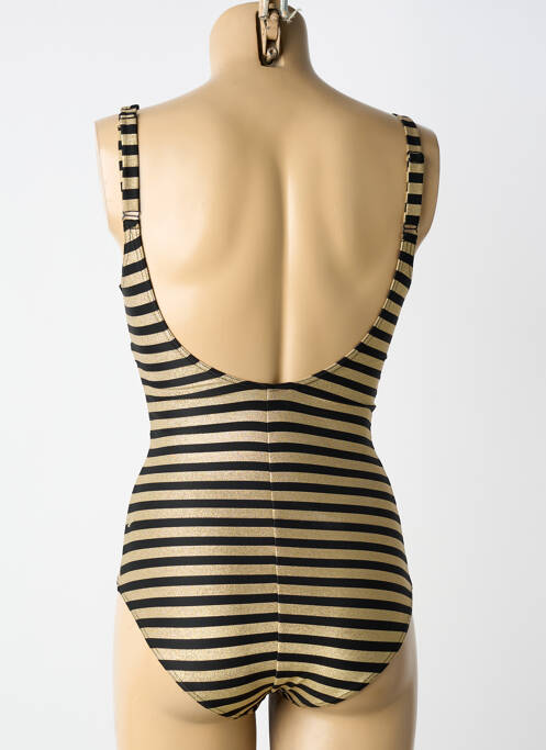 Maillot de bain 1 pièce effet matière satinée haut triangles noir GRAIN DE SABLE femme