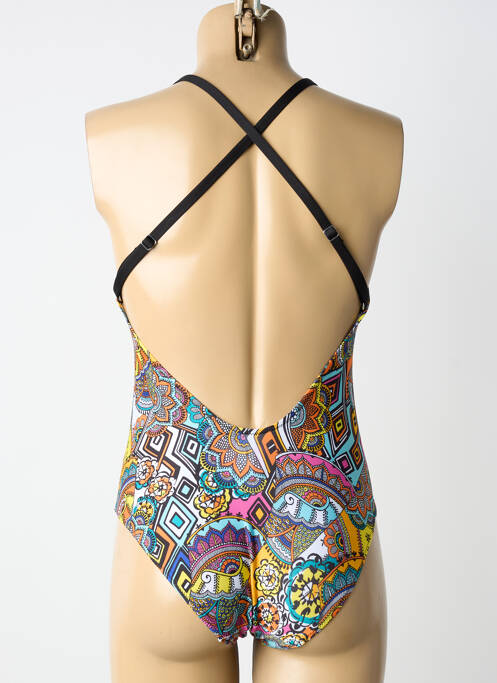 Maillot de bain 1 pièce imprimé fantaisie haut triangles orange ANTIGEL femme