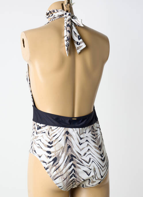 Maillot de bain 1 pièce imprimé fantaisie haut triangles beige AUBADE femme