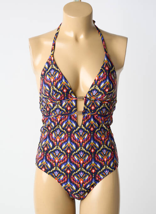 Maillot de bain 1 pièce imprimé fantaisie haut triangles noir AUBADE femme