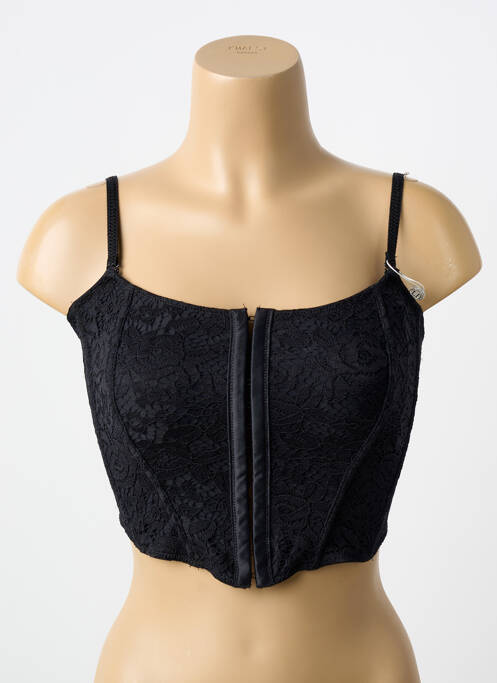 Corset bretelles élastiquées ajustables noir LINDA femme