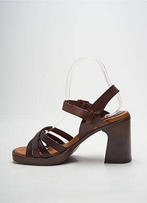 Sandales/nu pieds matière lisse talon de 7 à 9cm marron HEINE femme