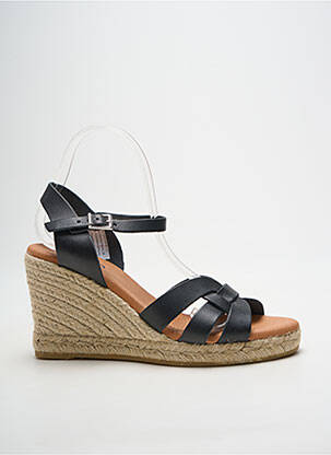 Espadrilles tissage satiné talon de 7 à 9cm noir HEINE femme