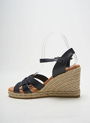 Espadrilles tissage satiné talon de 7 à 9cm noir HEINE femme
