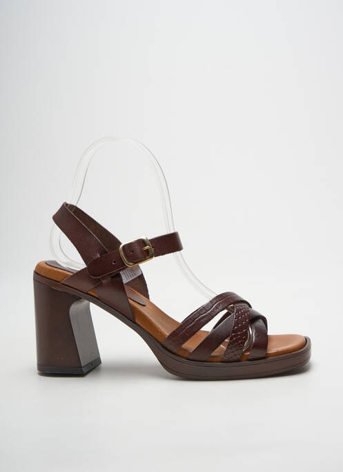 Sandales/nu pieds matière lisse talon de 7 à 9cm marron HEINE femme