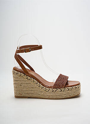 Espadrilles tissage satiné talon de 7 à 9cm marron HEINE femme