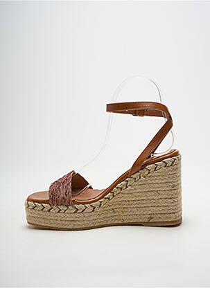 Espadrilles tissage satiné talon de 7 à 9cm marron HEINE femme