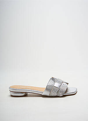Mules/sabots matière lisse talon plat jusqu'à 3cm argent HEINE femme