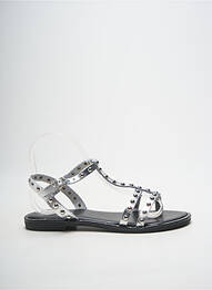 Sandales/nu pieds chiquet talon plat jusqu'à 3cm argent HEINE femme
