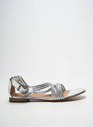 Sandales/nu pieds chiquet talon plat jusqu'à 3cm argent HEINE femme